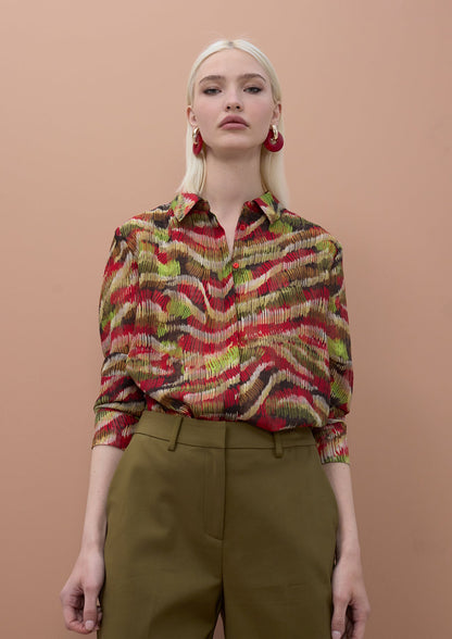 Long Sleeve Serpentine Print Shirt