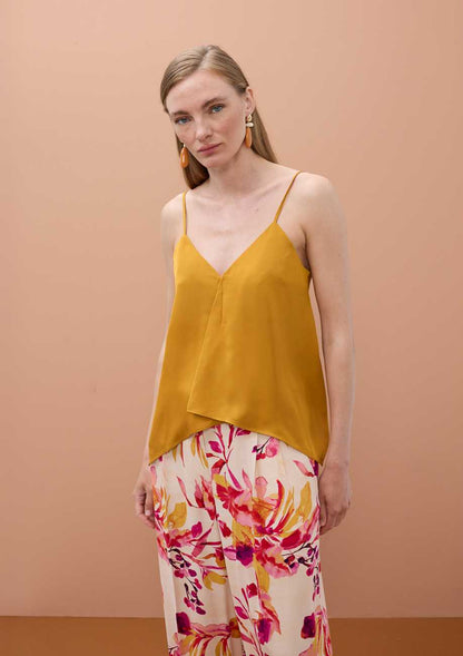Yellow Pleated Lingerie Top