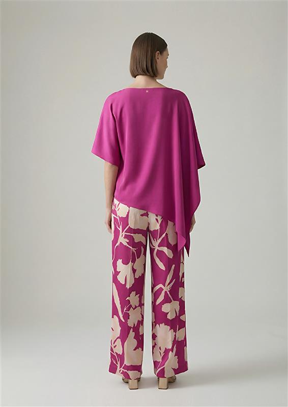Asymmetrical Sleeves Blouse Bougainvillea