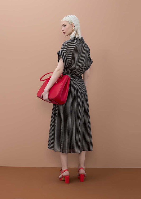Striped Shirt Dress with Belt