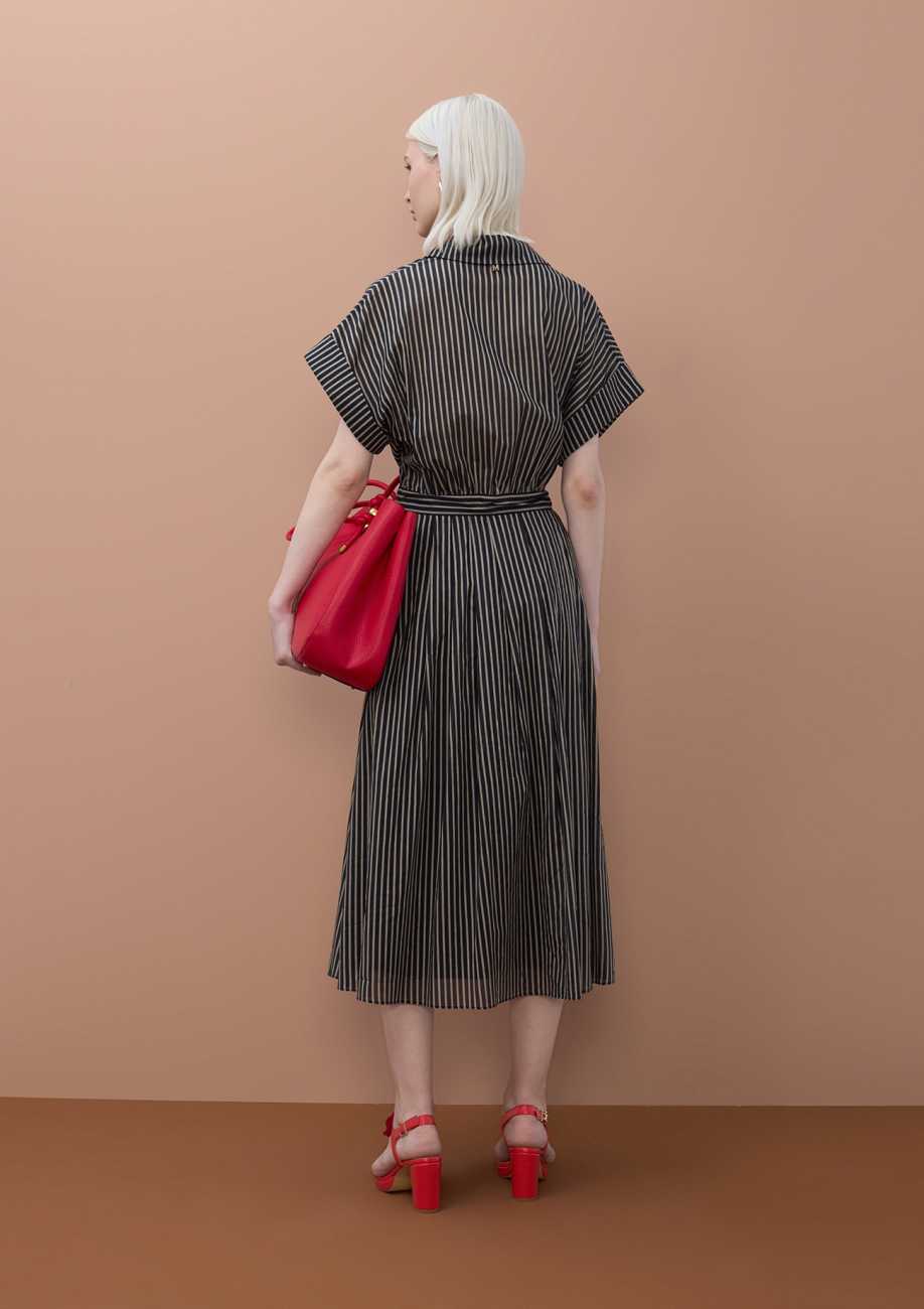 Striped Shirt Dress with Belt