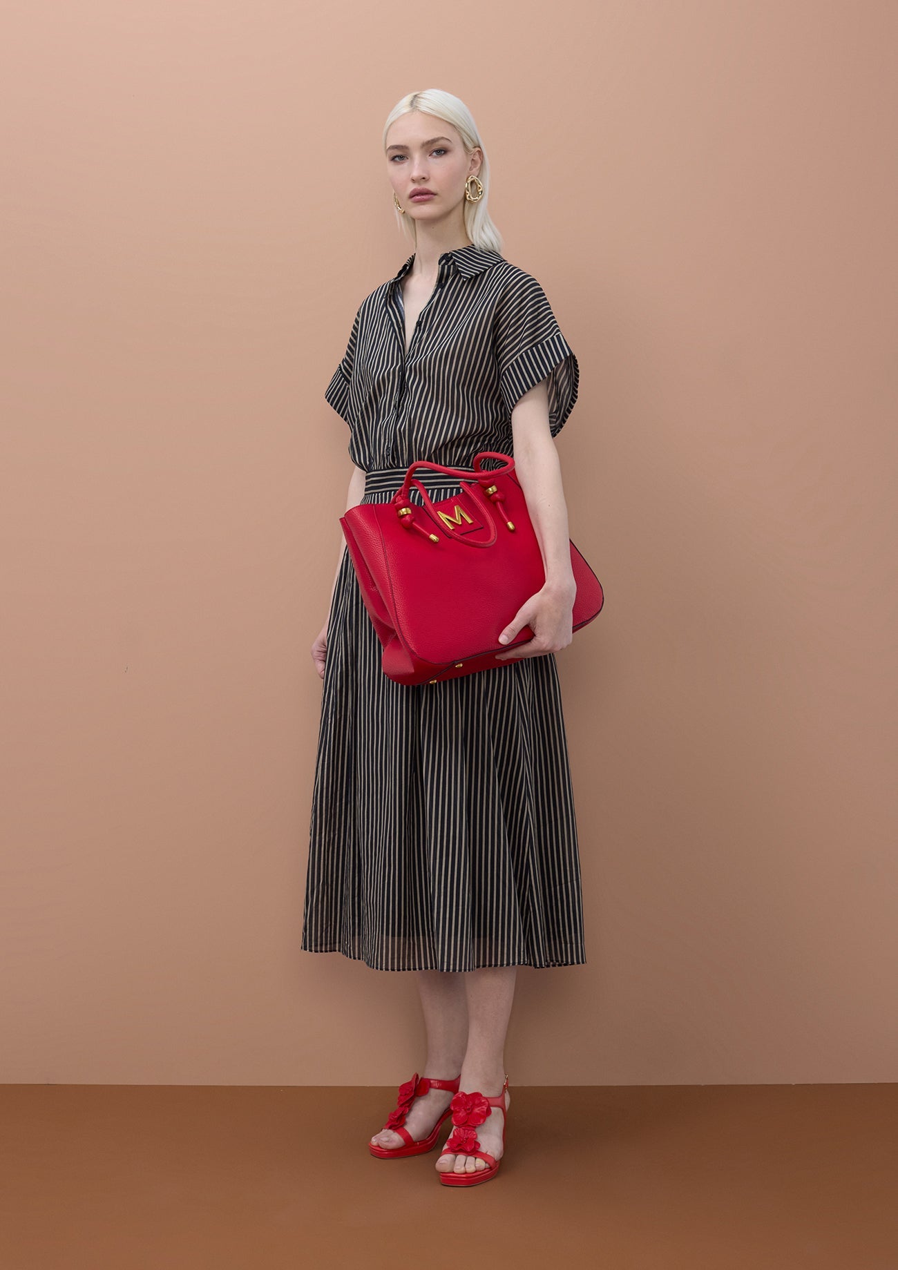 Striped Shirt Dress with Belt