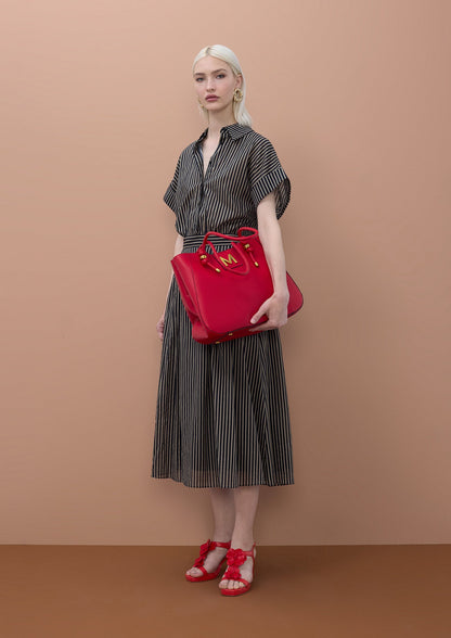 Striped Shirt Dress with Belt