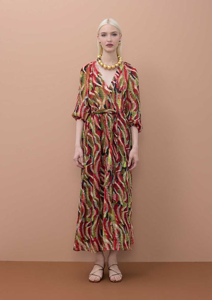 V-neck Snake Print Dress