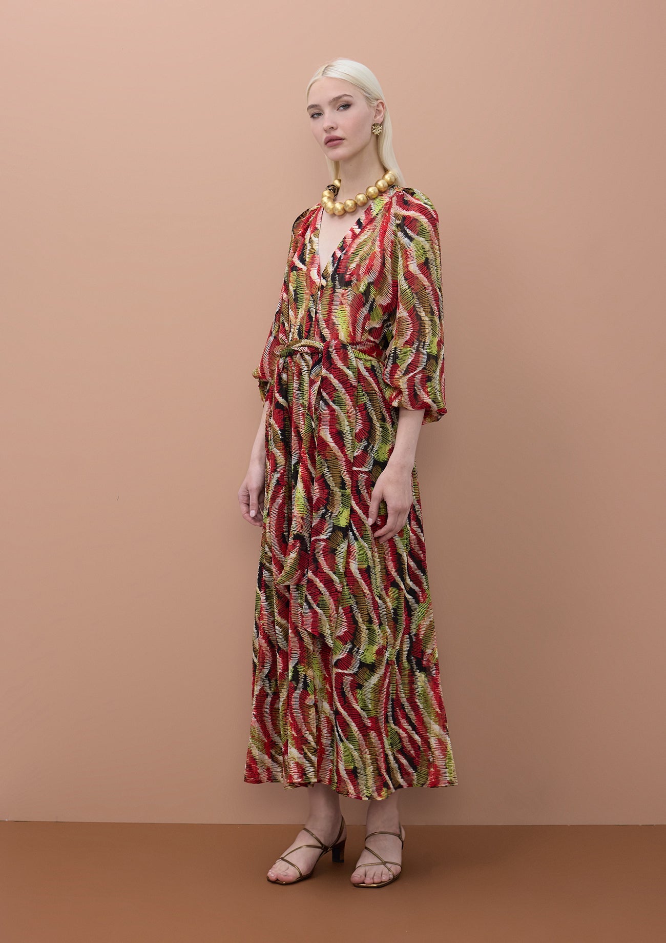 V-neck Snake Print Dress