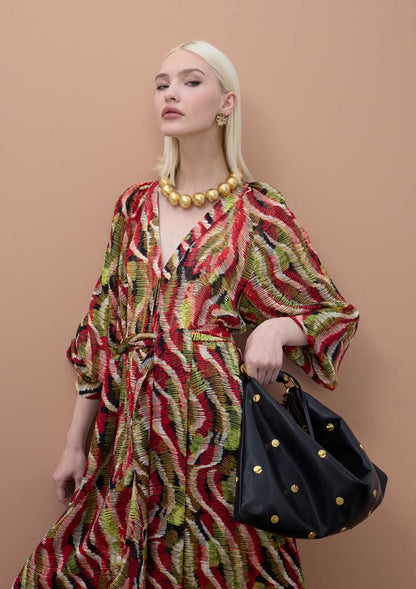 V-neck Snake Print Dress