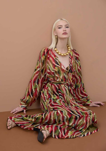 V-neck Snake Print Dress