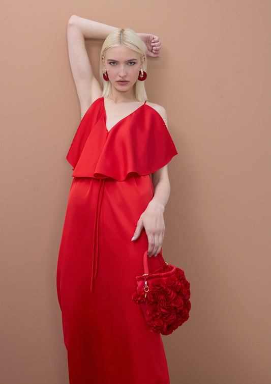 Ruffled V-Neck Dress
