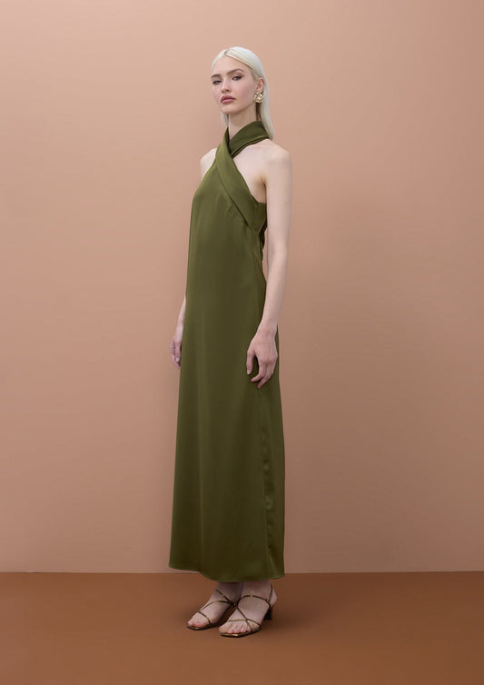 Satin Halter Neck Dress