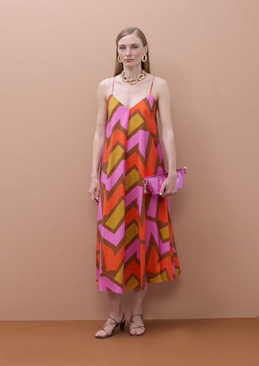 Strappy V-Neck Logo Dress