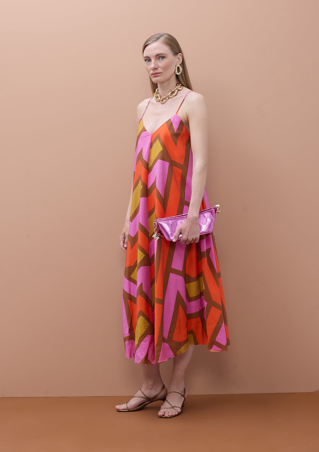 Strappy V-Neck Logo Dress