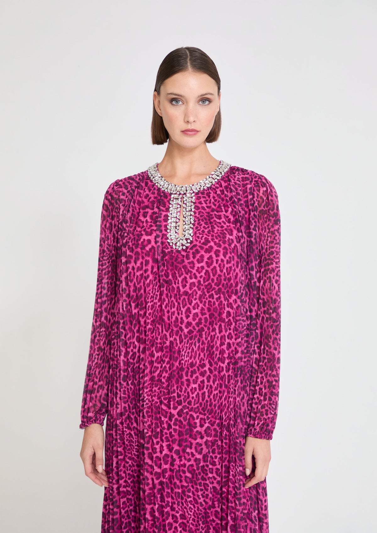 Bougainvillea animal print pleated dress