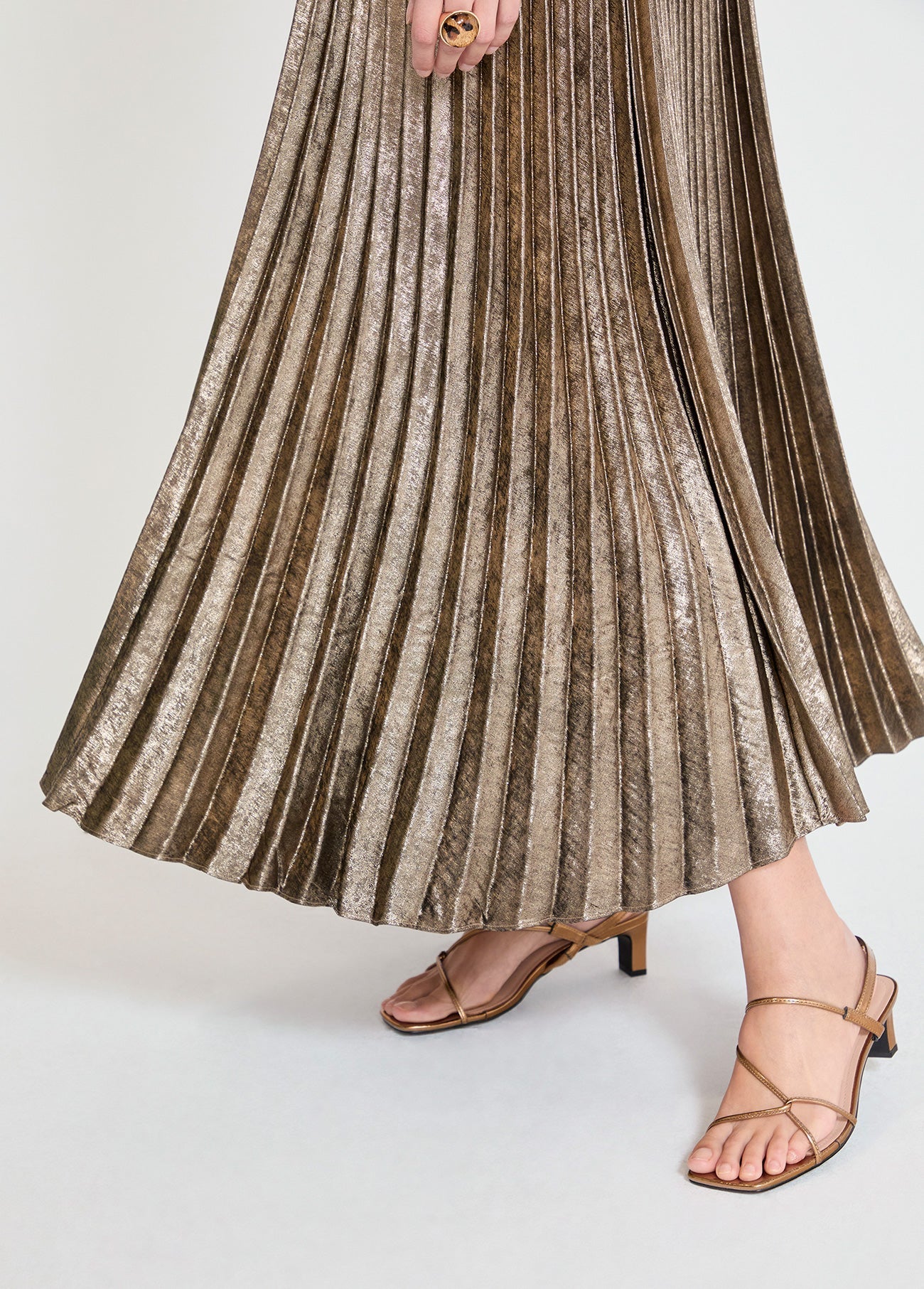 Gold Pleated Halter Dress