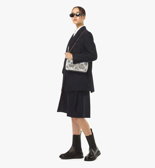 MWSEAAC01SV001-Himmel Shoulder Bag in Sequin Monogram Leather, ONE SIZE|SILVER