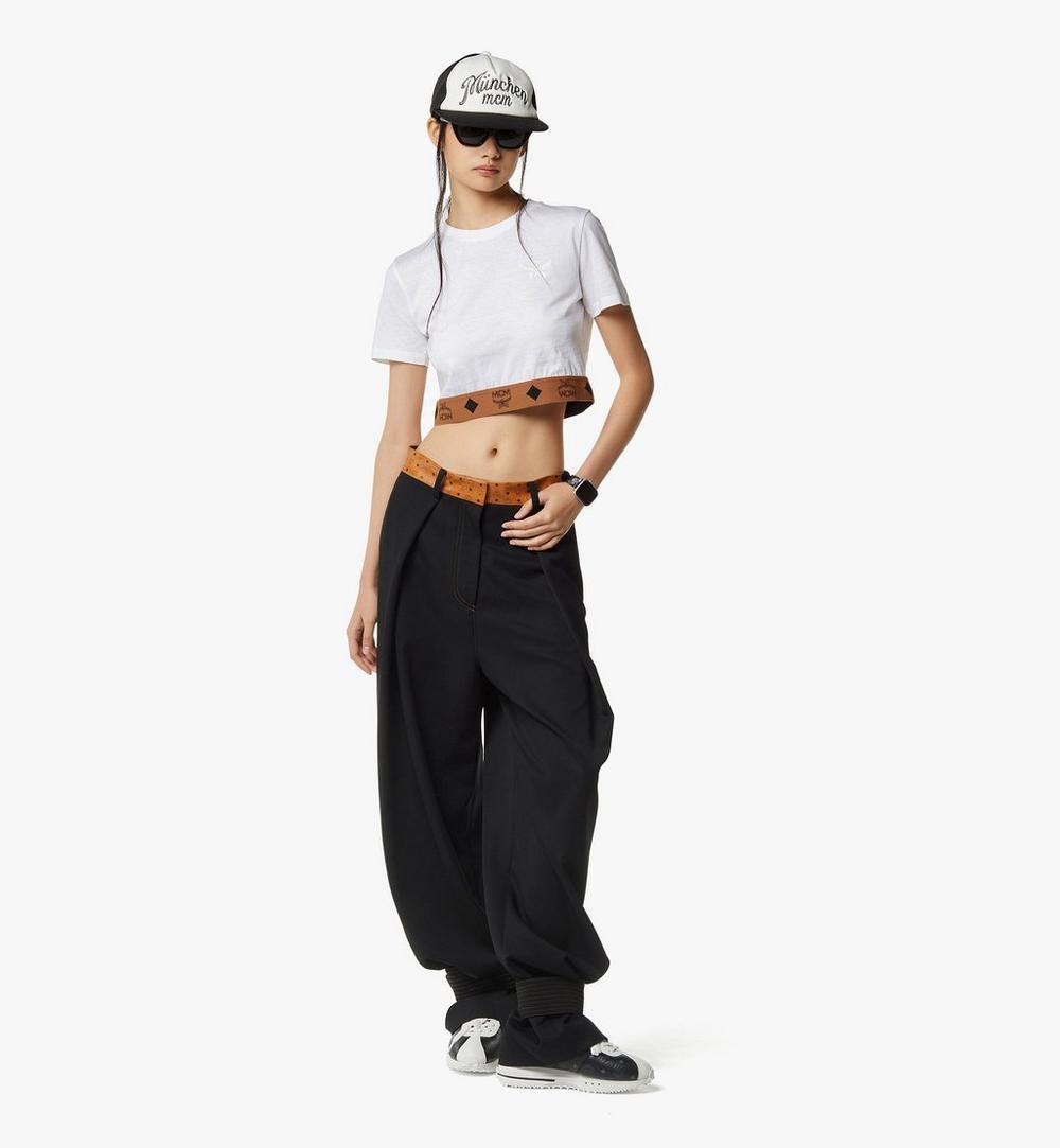MFTGSMM05WT00M-Monogram Cropped T-Shirt in Organic Cotton|White