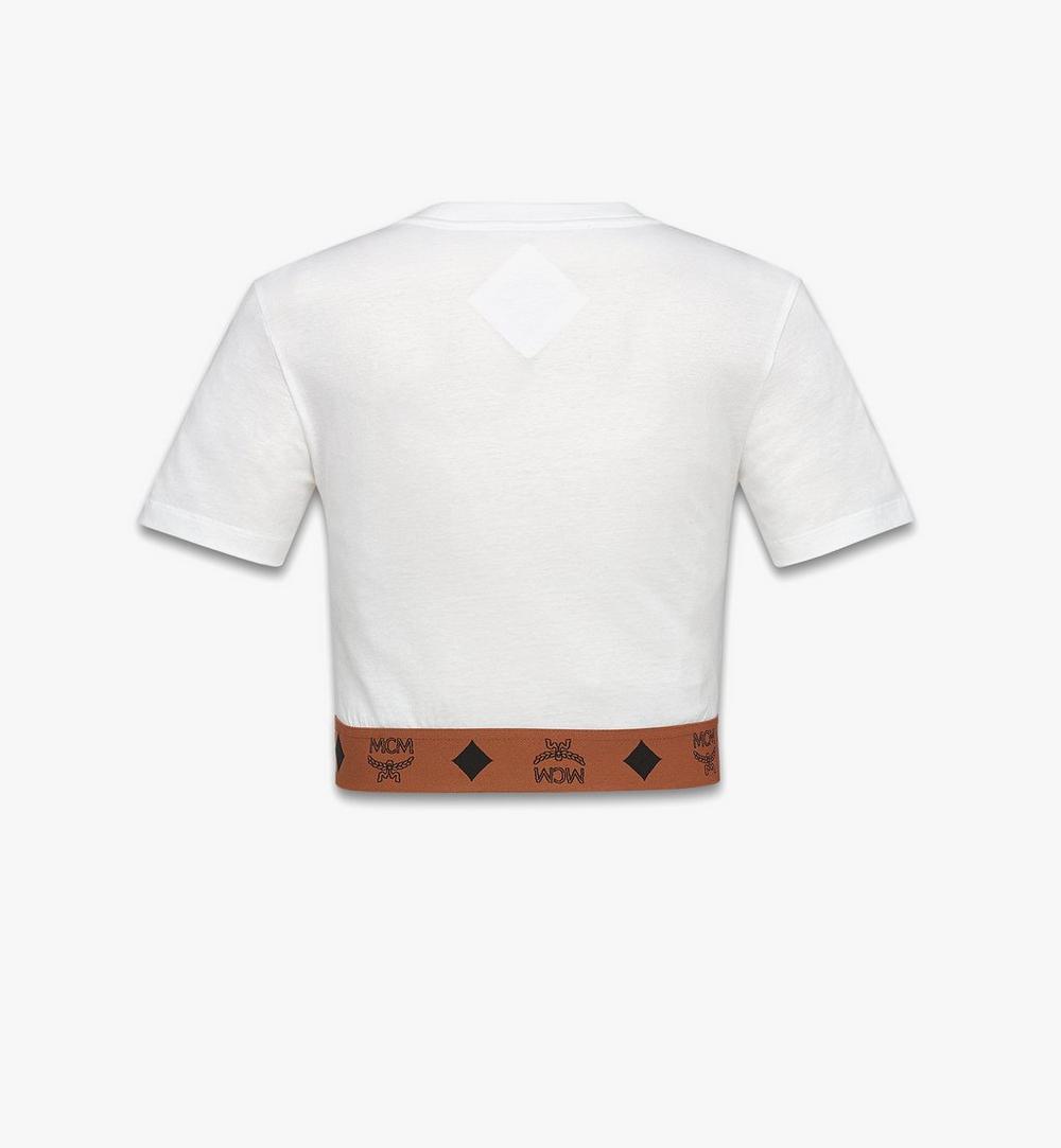 MFTGSMM05WT00S-Monogram Cropped T-Shirt in Organic Cotton|White