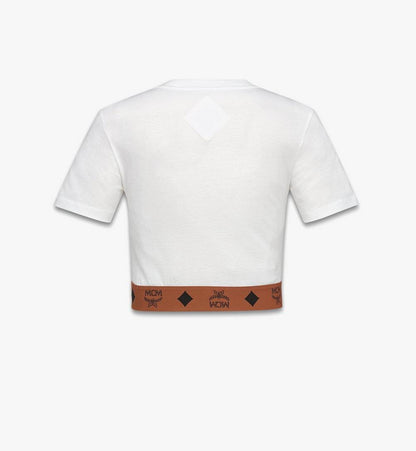 MFTGSMM05WT00S-Monogram Cropped T-Shirt in Organic Cotton|White