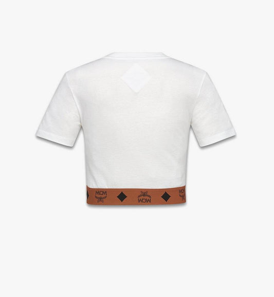 MFTGSMM05WT00S-Monogram Cropped T-Shirt in Organic Cotton|White