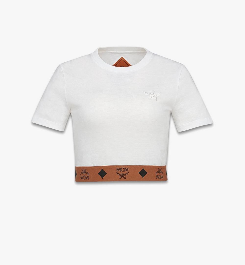 MFTGSMM05WT00M-Monogram Cropped T-Shirt in Organic Cotton|White