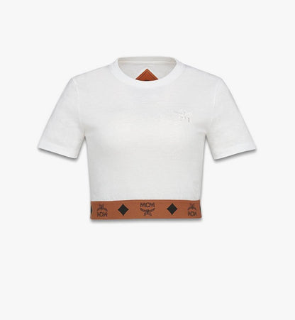 MFTGSMM05WT00M-Monogram Cropped T-Shirt in Organic Cotton|White
