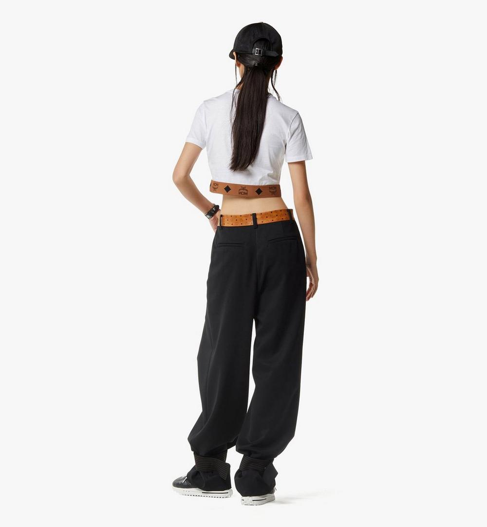 MFTGSMM05WT00M-Monogram Cropped T-Shirt in Organic Cotton|White