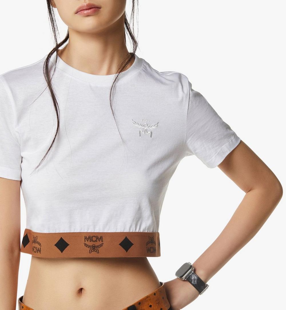 MFTGSMM05WT00M-Monogram Cropped T-Shirt in Organic Cotton|White