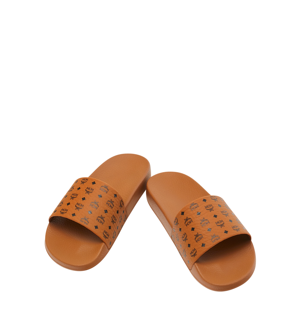 MEXCAMM17CO041-Monogram Print Rubber Slides|COGNAC
