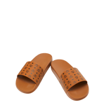 MEXCAMM17CO041-Monogram Print Rubber Slides|COGNAC