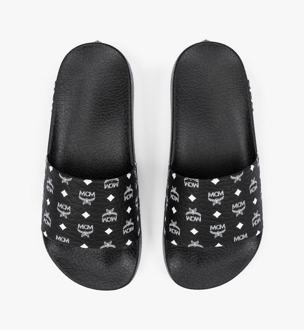MESCAMM11BK037-Monogram Print Rubber Slides|BLACK
