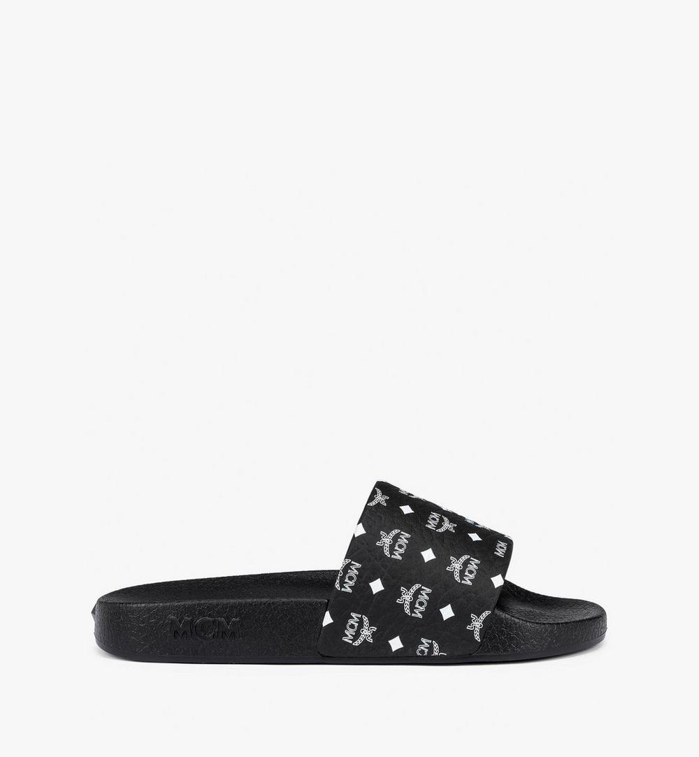 MESCAMM11BK038-Monogram Print Rubber Slides|BLACK