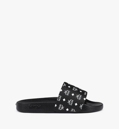 MEXCAMM17BK042-Monogram Print Rubber Slides|BLACK
