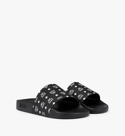 MEXCAMM17BK041-Monogram Print Rubber Slides|BLACK