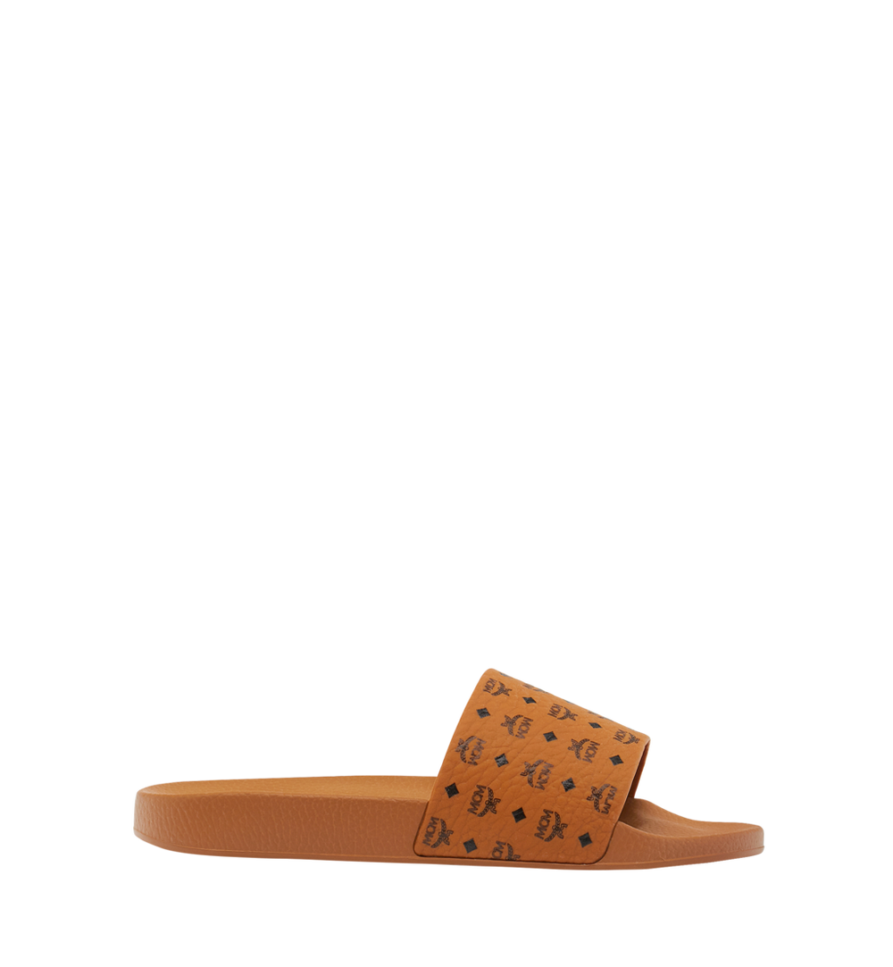 MESCAMM11CO038-Monogram Print Rubber Slides|COGNAC
