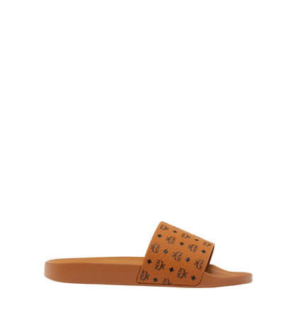 MESCAMM11CO038-Monogram Print Rubber Slides|COGNAC