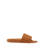 MESCAMM11CO038-Monogram Print Rubber Slides|COGNAC