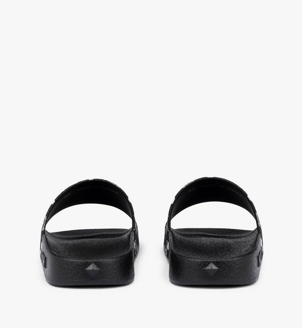 MESCAMM11BK039-Monogram Print Rubber Slides|BLACK
