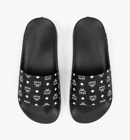 MEXCAMM17BK045-Monogram Print Rubber Slides|BLACK
