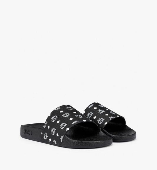 MESCAMM11BK037-Monogram Print Rubber Slides|BLACK