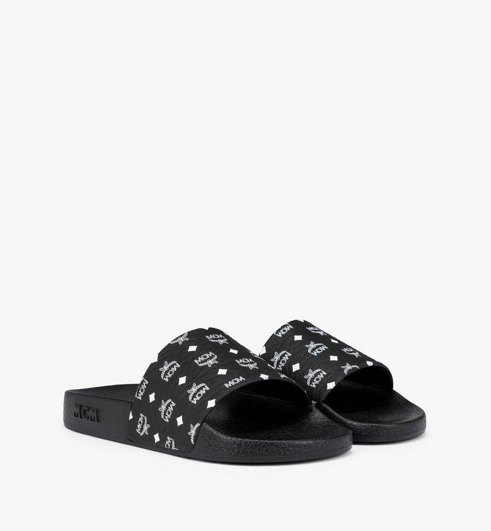 MESCAMM11BK037-Monogram Print Rubber Slides|BLACK