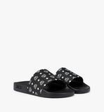 MESCAMM11BK037-Monogram Print Rubber Slides|BLACK
