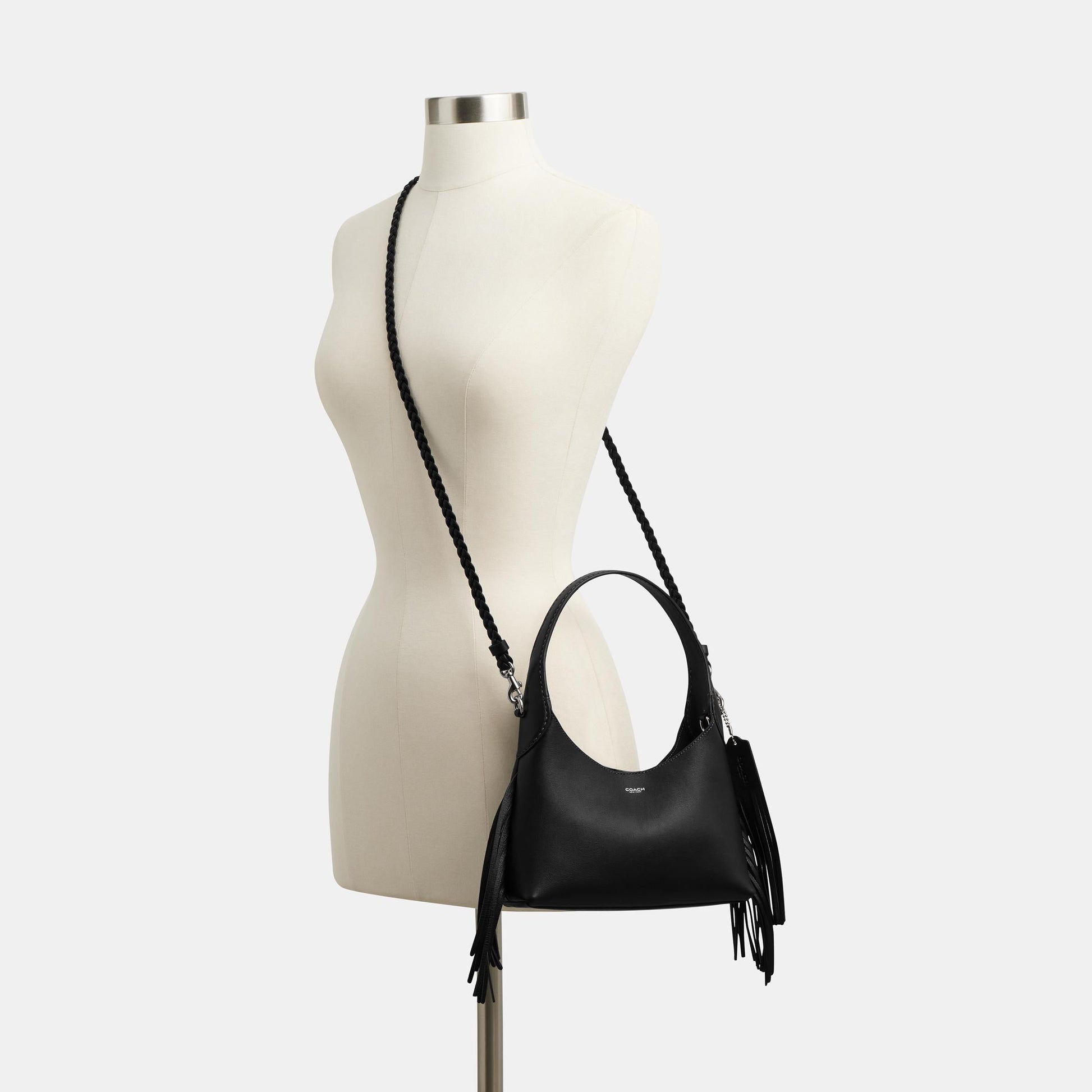 CAL95-Brooklyn Shoulder Bag 23 With Fringe-Lh/Black