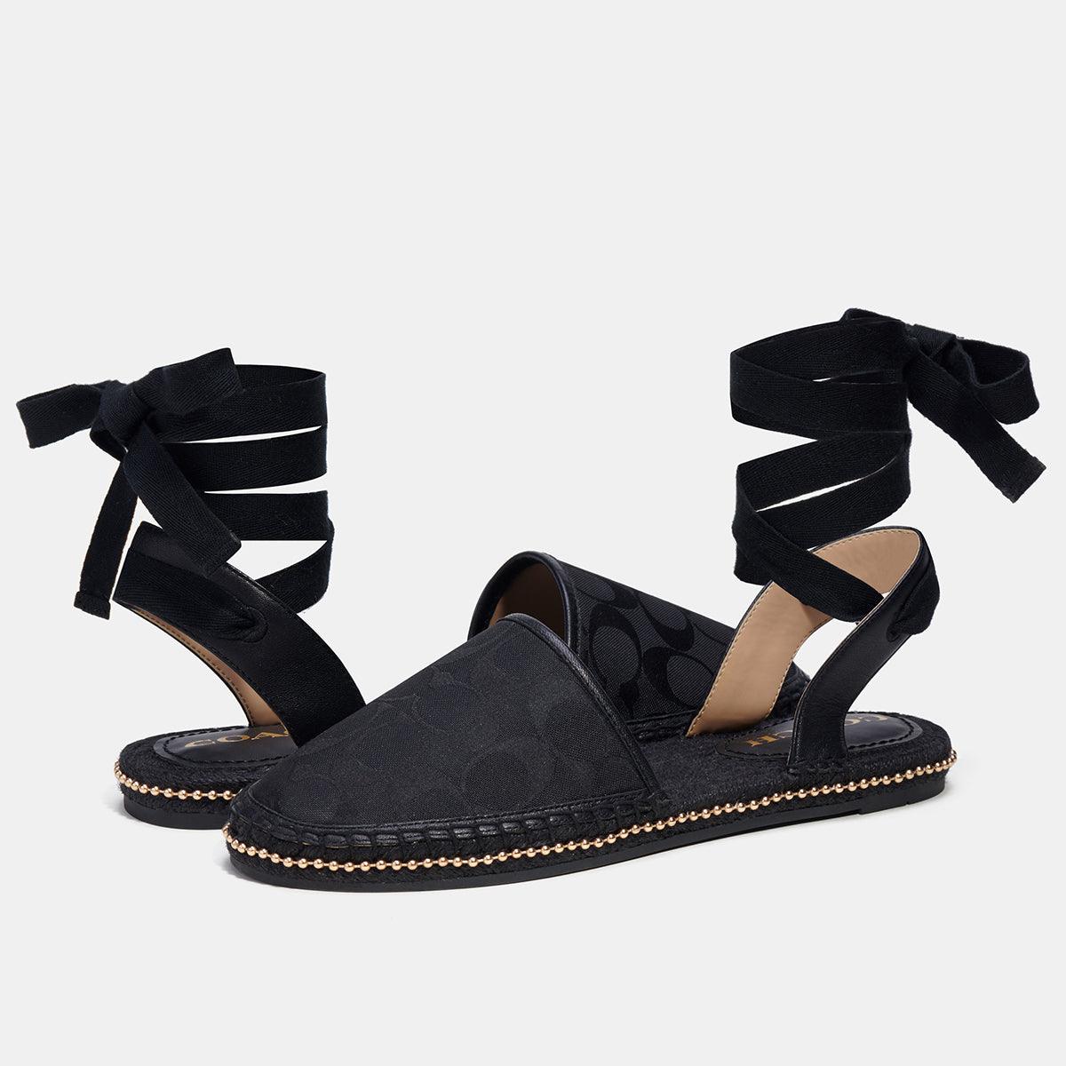 CI239-Corrine Espadrille In Signature Jacquard-Black