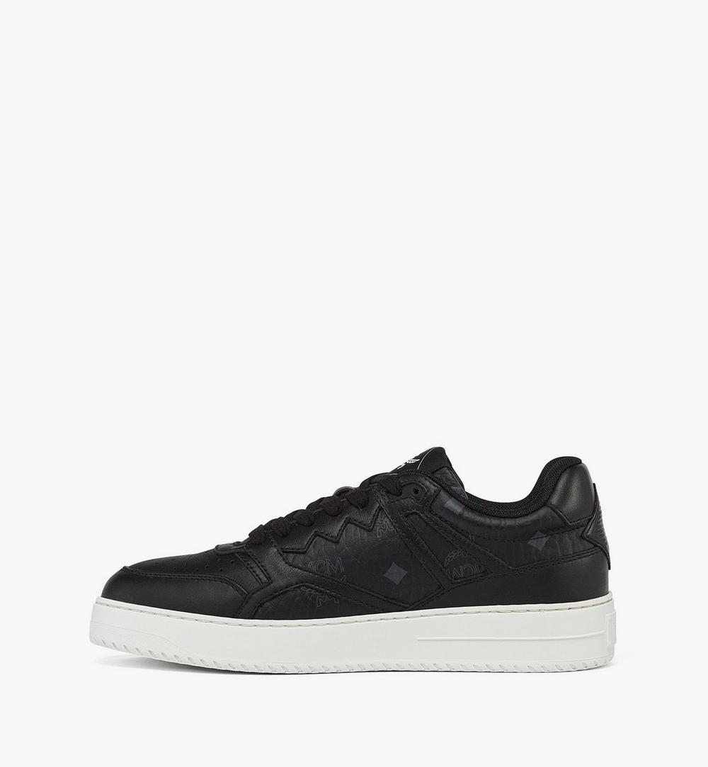 MEXESAJ03BD042-Neo Terrain Lo Sneakers in Visetos Leather Mix|BLACK & BLACK