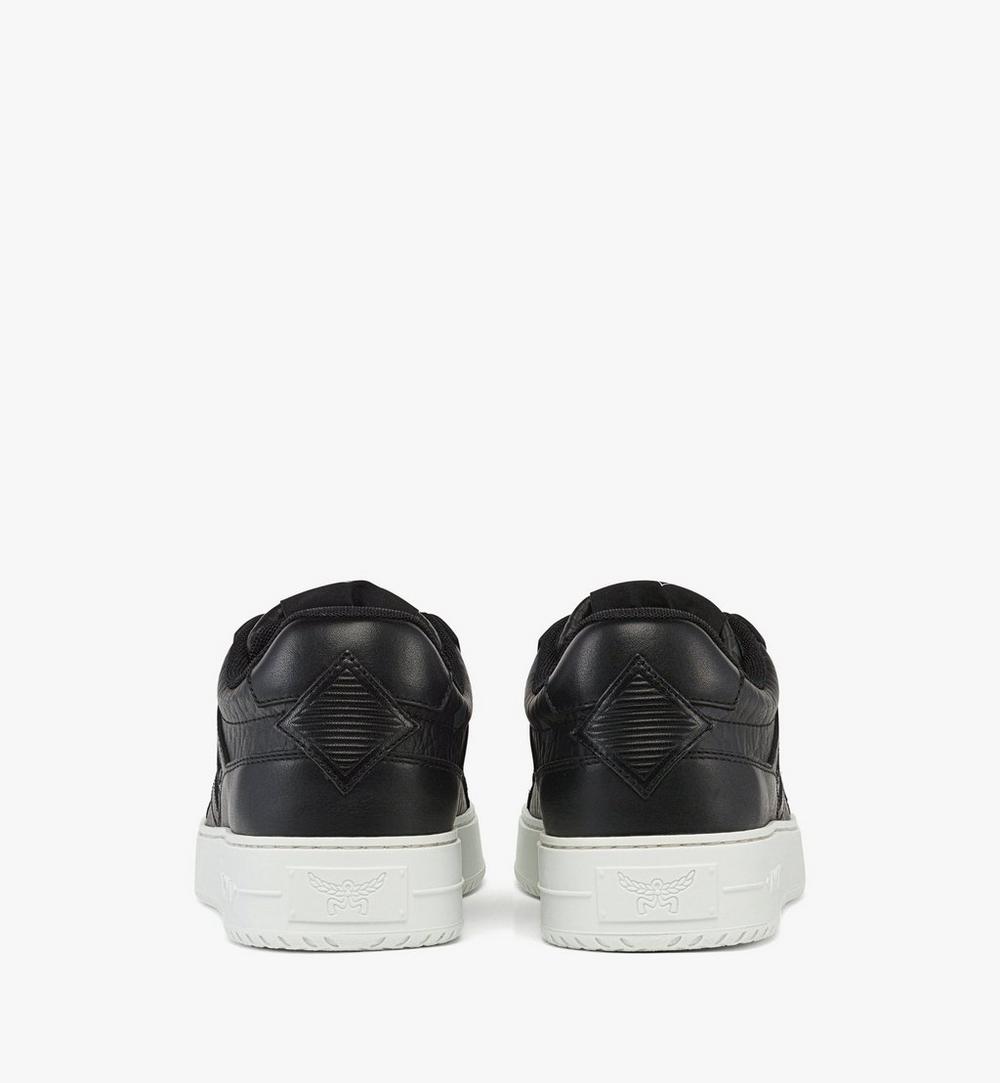 MEXESAJ03BD042-Neo Terrain Lo Sneakers in Visetos Leather Mix|BLACK & BLACK