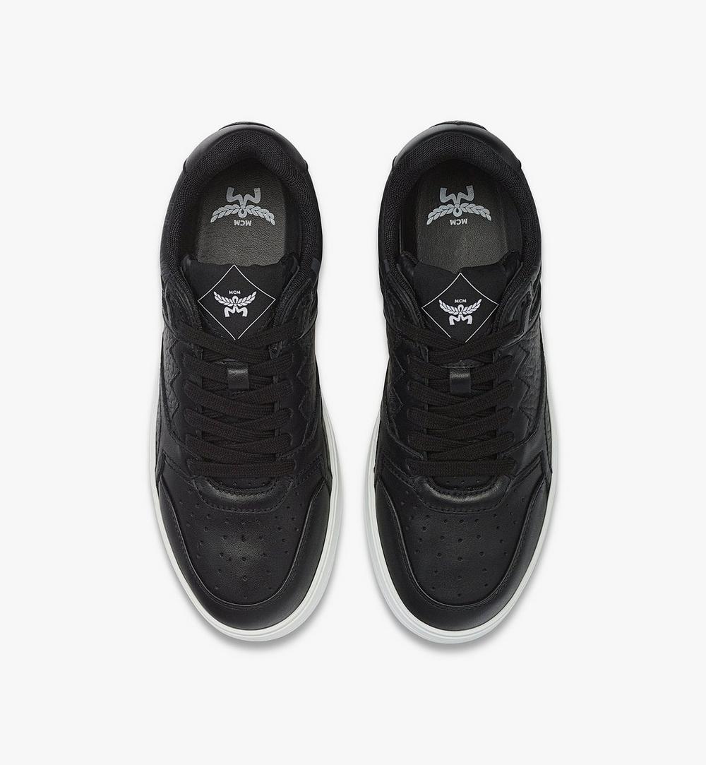 MEXESAJ03BD042-Neo Terrain Lo Sneakers in Visetos Leather Mix|BLACK & BLACK