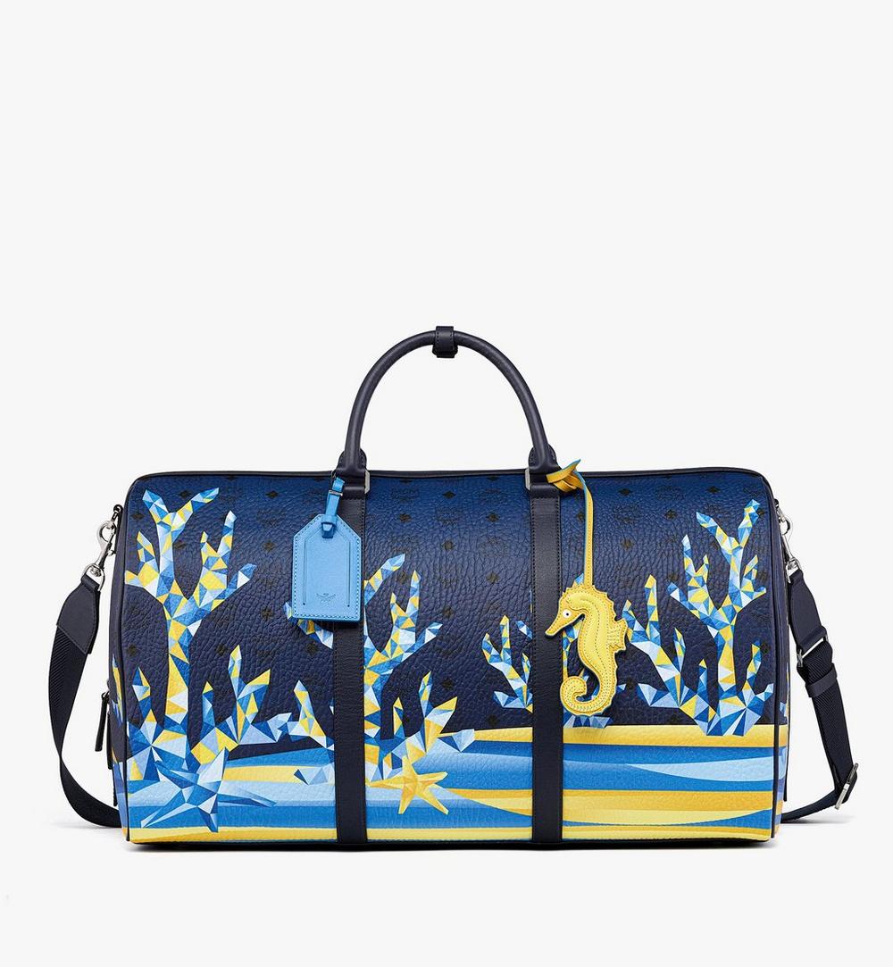 MMVFSTT01VC001-Ottomar Weekender Bag in Cubic Coral Visetos|NAVY BLAZER