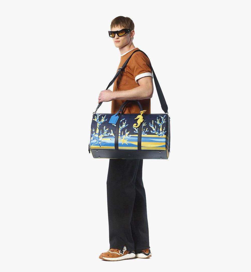 MMVFSTT01VC001-Ottomar Weekender Bag in Cubic Coral Visetos|NAVY BLAZER