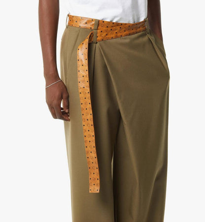 MHPGSMM01GK046-Pants in Wool Twill and Monogram Print Leather|KHAKI