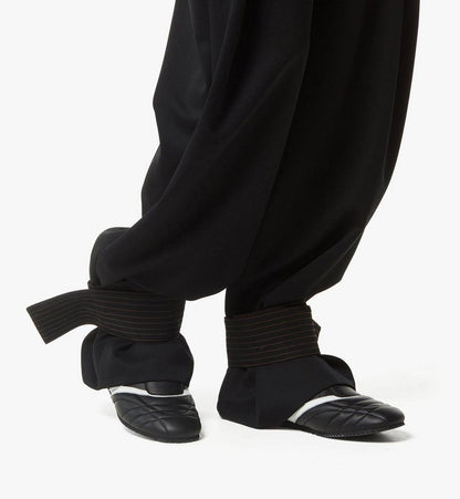 MFPGSMM01BK038-Pants in Wool Twill and Monogram Print Leather|