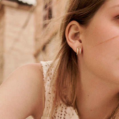 Rosato bianca Hoop earrings - Yellow Gold